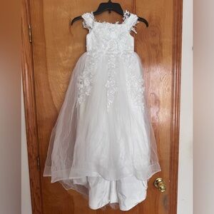 Ivory Flower Girl Tulle Dress with train